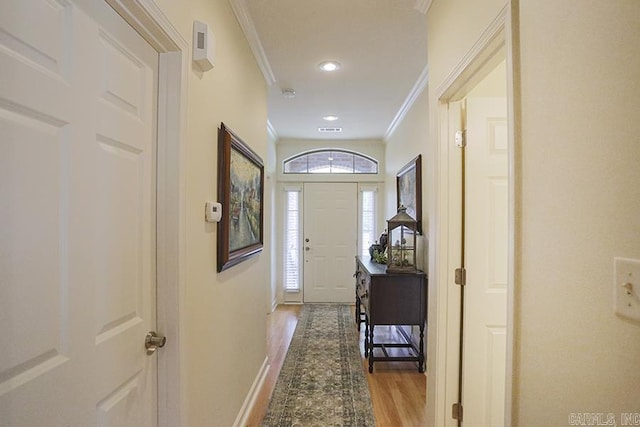 29 Taylor Park Loop, Little Rock, AR 72211 - entryway with ornamental molding, wood finished floors, and recessed lighting
