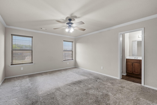6532 Ridgemist Cv, North Little Rock, AR 72117 - carpeted spare room featuring ornamental molding and ceiling fan