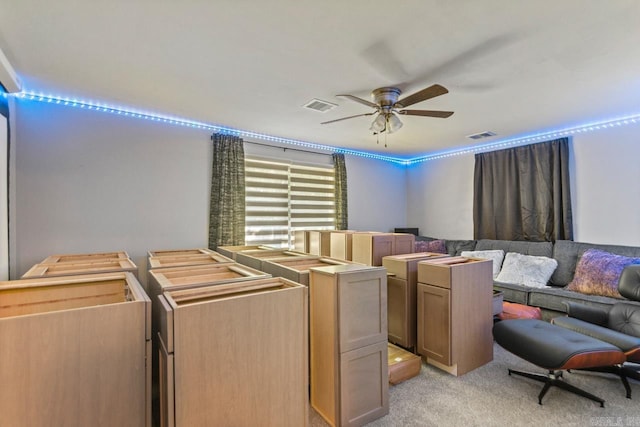 1920 W Arch Ave, Searcy, AR 72143 - home theater featuring ceiling fan and light carpet