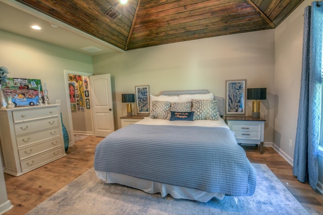 152 Callaway Cir, Hot Springs, AR 71913 - bedroom with wood ceiling, lofted ceiling, wood finished floors, and recessed lighting