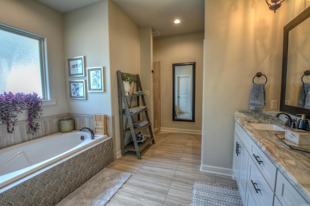 152 Callaway Cir, Hot Springs, AR 71913 - full bathroom with vanity, a bath, tile patterned flooring, and recessed lighting