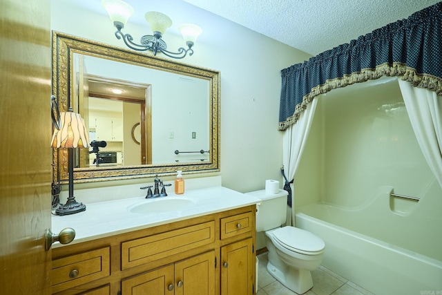 109 Indian Hills St Unit C-5, Hot Springs, AR 71913 - bathroom with vanity, tile patterned flooring, shower / bathtub combination with curtain, and a textured ceiling