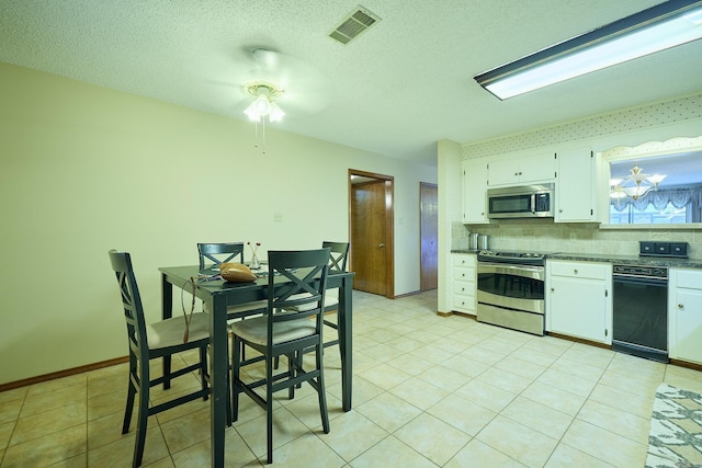 109 Indian Hills St Unit C-5, Hot Springs, AR 71913 - kitchen with stainless steel appliances, white cabinets, ceiling fan, a textured ceiling, and backsplash