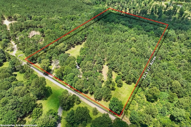 172 Susie Ln, Mena, AR 71953 - aerial overview of property's location with a heavily wooded area and property boundaries highlighted
