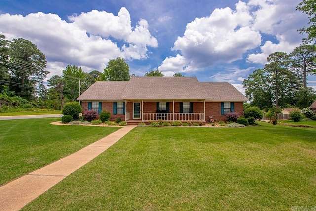 3905 Deer Dr, Benton, AR 72019 - single story home featuring a porch, brick siding, and a front lawn