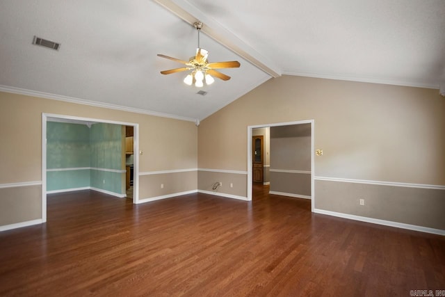 3905 Deer Dr, Benton, AR 72019 - empty room featuring ceiling fan, wood finished floors, and ornamental molding