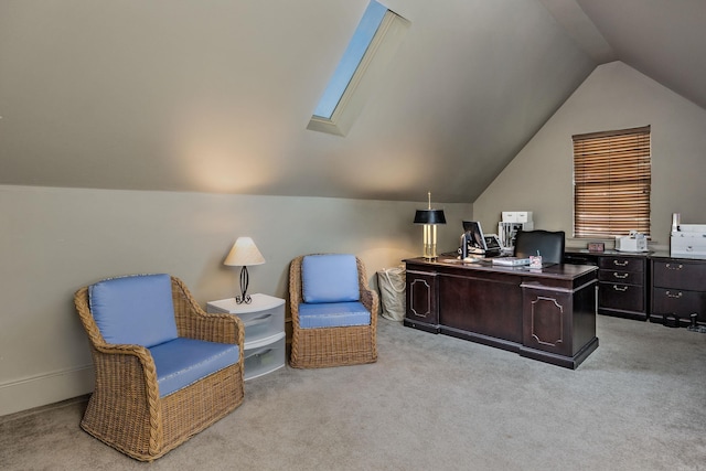 12 Cobblestone Way, Little Rock, AR 72223 - home office with lofted ceiling, carpet floors, and a skylight
