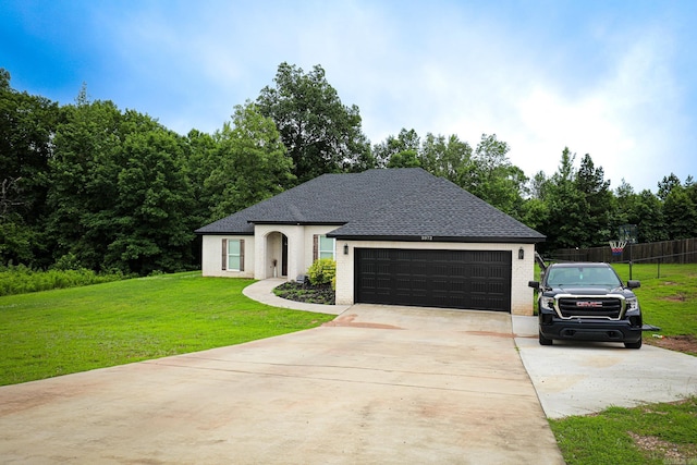 2072 Creekwood Cir, Bauxite, AR 72011 - french country style house featuring concrete driveway, brick siding, a shingled roof, and an attached garage
