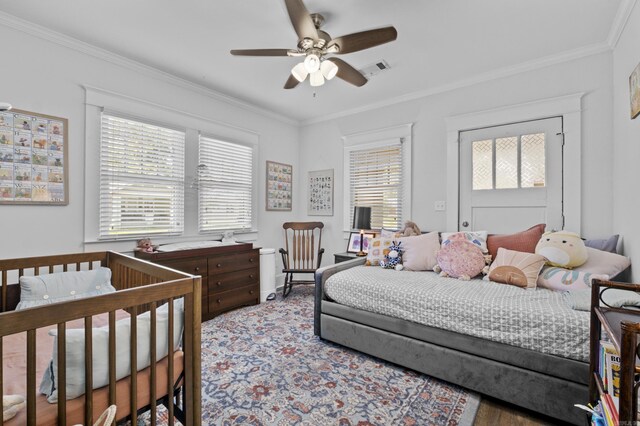 100 Melrose Dv, North Little Rock, AR 72114 - bedroom featuring ornamental molding, carpet, and ceiling fan