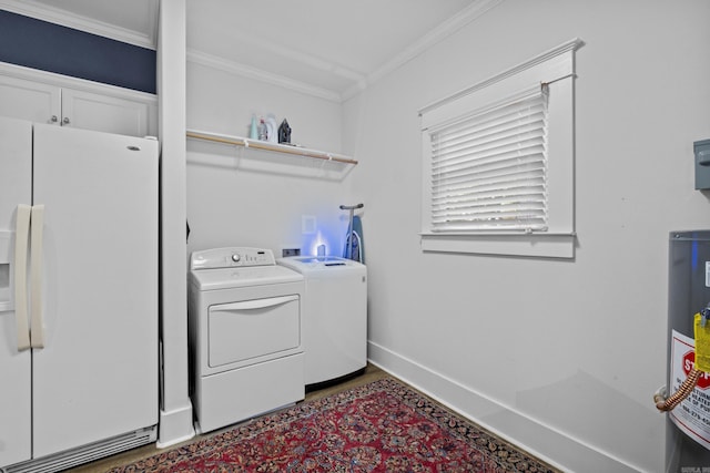 100 Melrose Dv, North Little Rock, AR 72114 - laundry room with washer and clothes dryer, ornamental molding, and wood finished floors