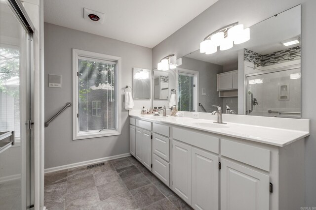 96 San Sebastian Way, Hot Springs Village, AR 71909 - full bathroom featuring double vanity, an enclosed shower, and plenty of natural light