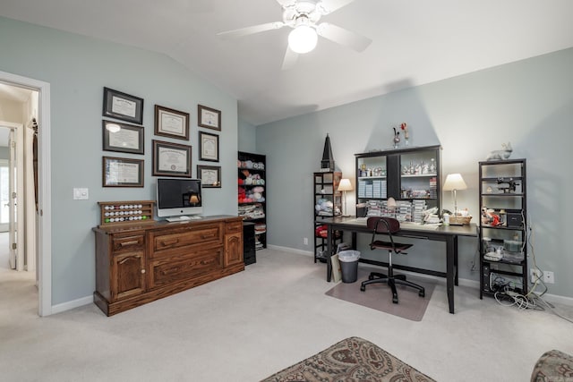 96 San Sebastian Way, Hot Springs Village, AR 71909 - office space with carpet flooring, lofted ceiling, and a ceiling fan