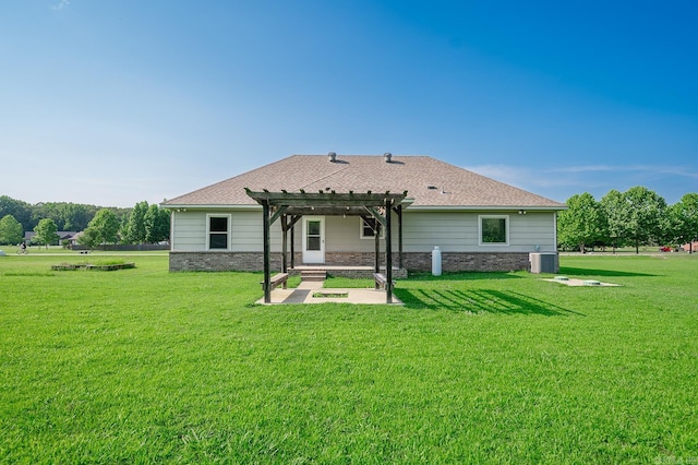 241 Sandy Creek Dr, Ward, AR 72176 - back of property featuring a pergola, a patio, and a lawn