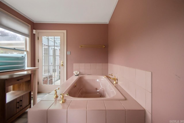 11414 E Stoney Point Ct, Little Rock, AR 72211 - full bath with a whirlpool tub and ornamental molding