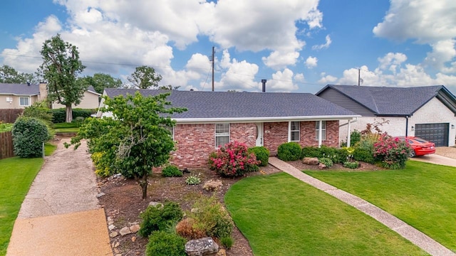 11414 E Stoney Point Ct, Little Rock, AR 72211 - ranch-style home featuring brick siding, a garage, a shingled roof, and driveway