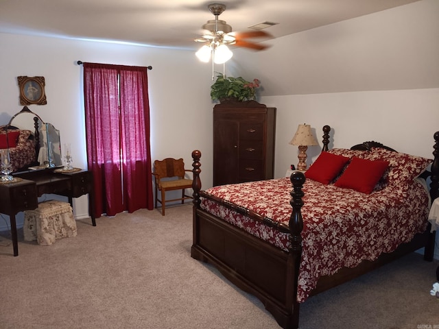 1402 Holmes Rd, Searcy, AR 72143 - bedroom featuring light carpet, ceiling fan, and vaulted ceiling