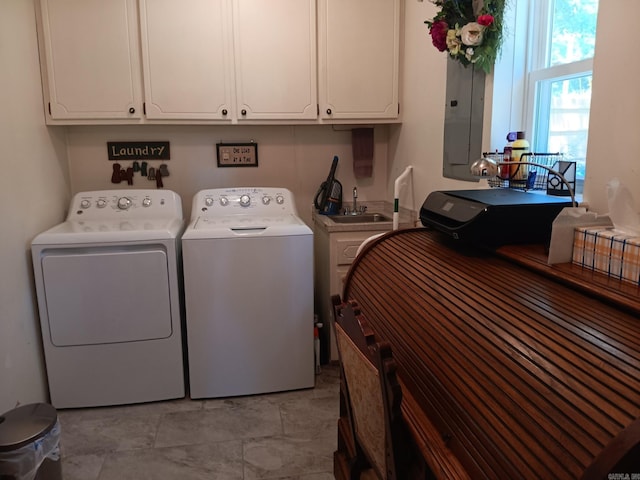 1402 Holmes Rd, Searcy, AR 72143 - washroom with separate washer and dryer, electric panel, and cabinet space
