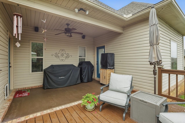 3051 Mount Mcgregor Dr, Benton, AR 72019 - deck featuring ceiling fan and grilling area