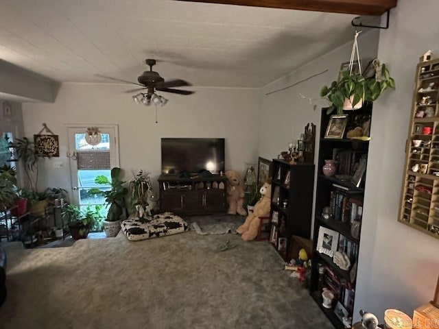 123 Quilters Ln, Hot Springs, AR 71909 - carpeted living room with a ceiling fan