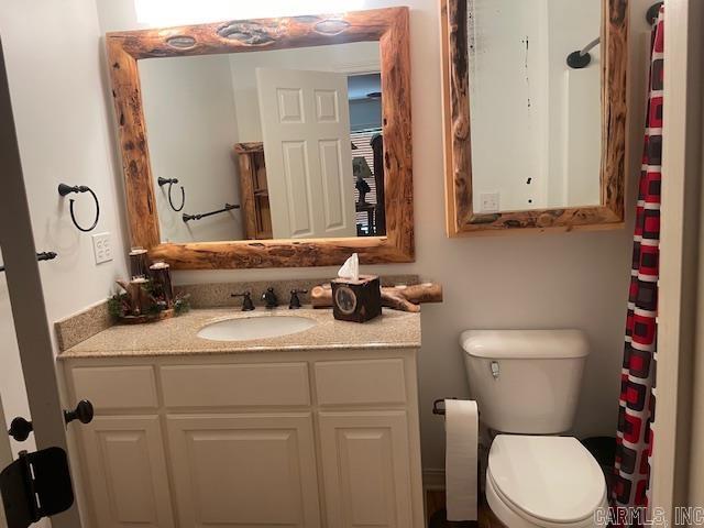 full bathroom featuring vanity and toilet