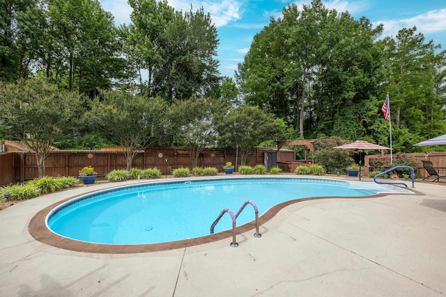 6708 Austin Harbor Loop, Sherwood, AR 72120 - view of swimming pool featuring a fenced backyard, a patio area, and view of scattered trees