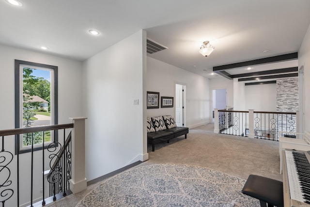 18001 Oak Creek Pl, Little Rock, AR 72223 - hall with an upstairs landing, recessed lighting, and carpet floors