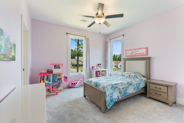 18001 Oak Creek Pl, Little Rock, AR 72223 - bedroom featuring light colored carpet and a ceiling fan