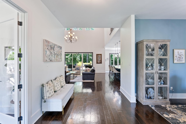 18001 Oak Creek Pl, Little Rock, AR 72223 - foyer entrance featuring a chandelier and hardwood / wood-style floors