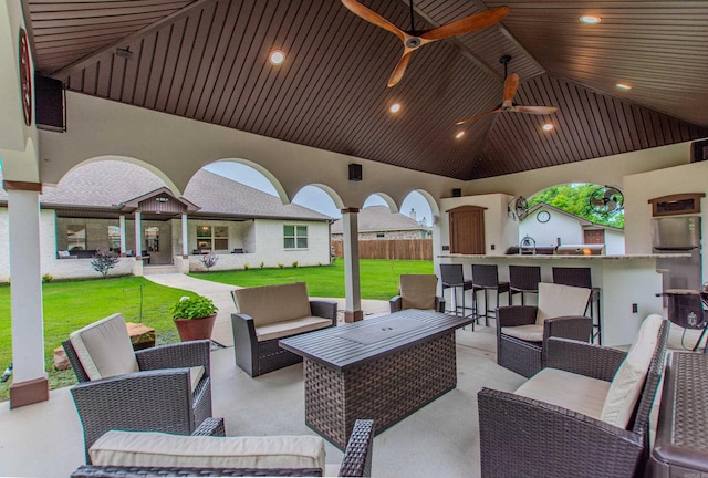 1027 Evening Sunset Cir, Redfield, AR 72132 - view of patio / terrace with an outdoor hangout area and a ceiling fan