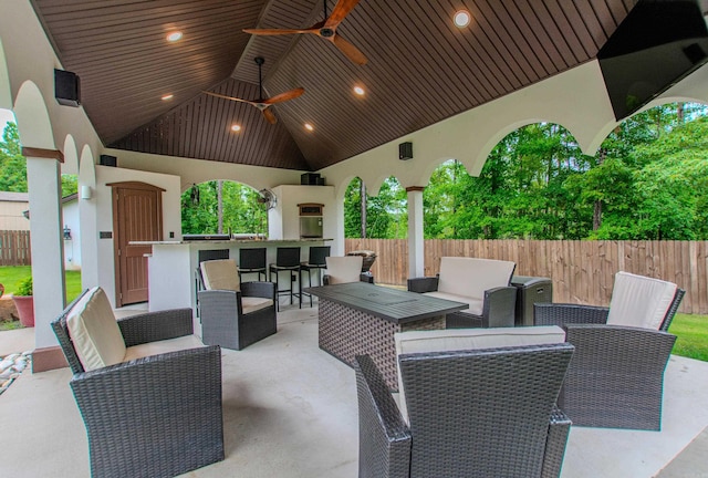 1027 Evening Sunset Cir, Redfield, AR 72132 - view of patio featuring ceiling fan and an outdoor hangout area