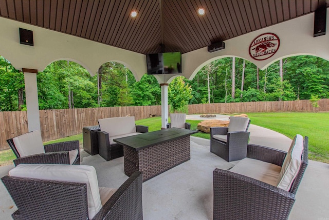 1027 Evening Sunset Cir, Redfield, AR 72132 - fenced backyard featuring outdoor lounge area and a patio
