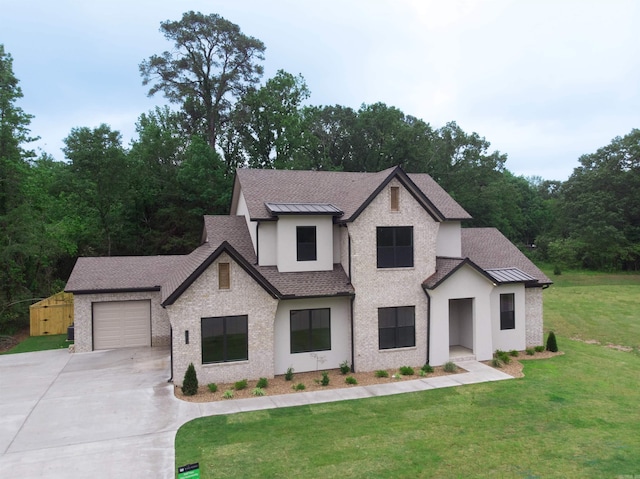 14408 Stonebrook Ln, Maumelle, AR 72113 - modern farmhouse style home featuring a standing seam roof, concrete driveway, an attached garage, and a metal roof