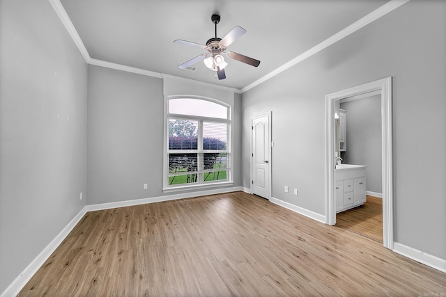 706 Greystone Blvd, Cabot, AR 72023 - spare room with crown molding, light wood finished floors, and a ceiling fan