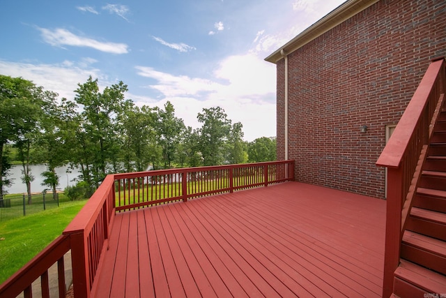 706 Greystone Blvd, Cabot, AR 72023 - wooden terrace with a water view