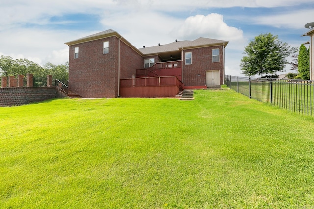 706 Greystone Blvd, Cabot, AR 72023 - back of property featuring stairway, a fenced backyard, and brick siding