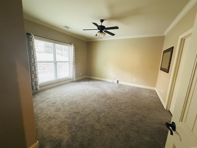 14 Longwell Loop, Little Rock, AR 72211 - spare room featuring carpet flooring, crown molding, and ceiling fan