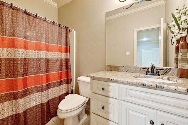 14 Longwell Loop, Little Rock, AR 72211 - bathroom featuring crown molding, vanity, tile patterned floors, and a shower with shower curtain