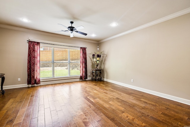 14 Longwell Loop, Little Rock, AR 72211 - spare room featuring hardwood / wood-style floors, ceiling fan, crown molding, and recessed lighting