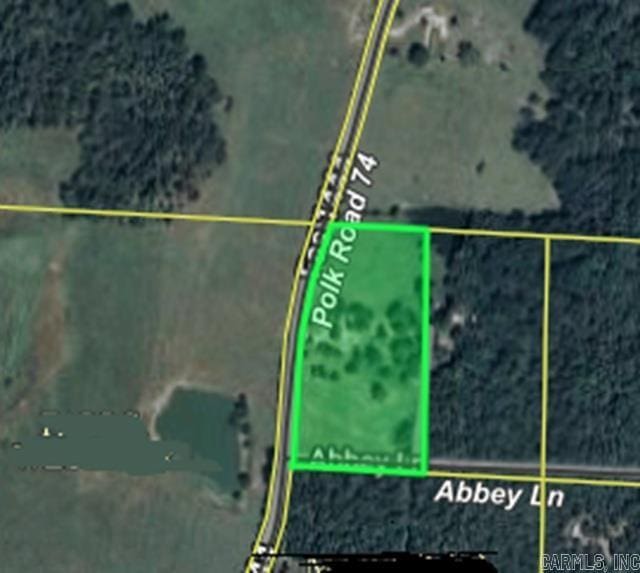 564 Polk Road 74, Mena, AR 71953 - aerial overview of property's location with property parcel outlined