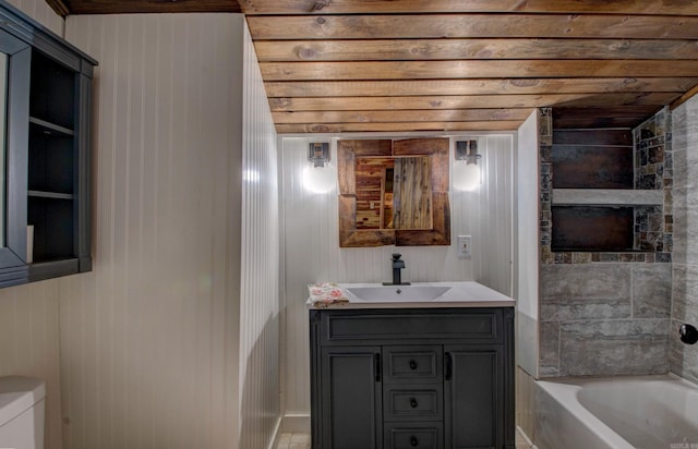 164 Roxie Ln, Greers Ferry, AR 72067 - full bath featuring wood ceiling, vanity, and wooden walls