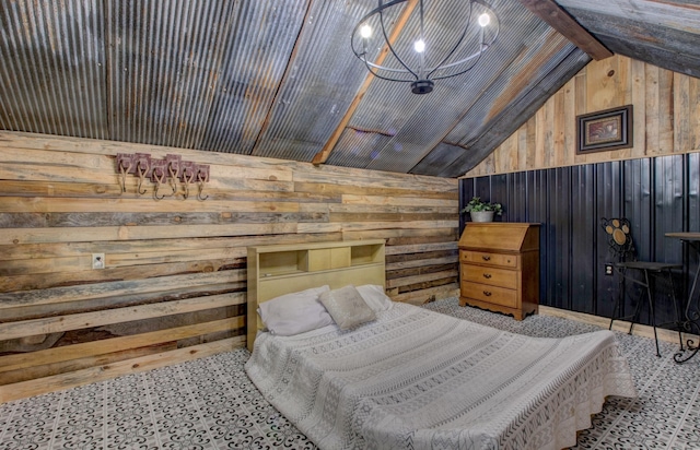 164 Roxie Ln, Greers Ferry, AR 72067 - bedroom with wooden walls and vaulted ceiling