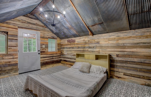 164 Roxie Ln, Greers Ferry, AR 72067 - bedroom with wood walls and vaulted ceiling