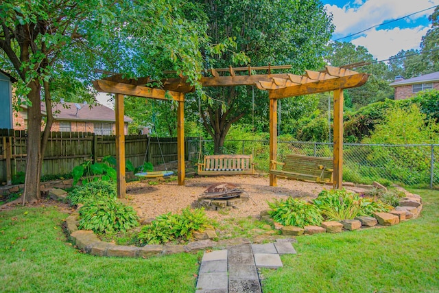 3 Sonata Trl, Little Rock, AR 72205 - fenced backyard featuring an outdoor fire pit and a pergola