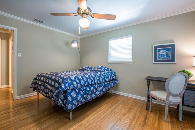 3 Sonata Trl, Little Rock, AR 72205 - bedroom featuring wood finished floors, ornamental molding, and ceiling fan