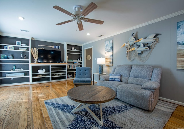 3 Sonata Trl, Little Rock, AR 72205 - living area with ornamental molding, wood finished floors, and ceiling fan