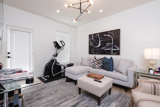 11325 Jamestown Dr, Little Rock, AR 72211 - living room with a chandelier, recessed lighting, and wood finished floors