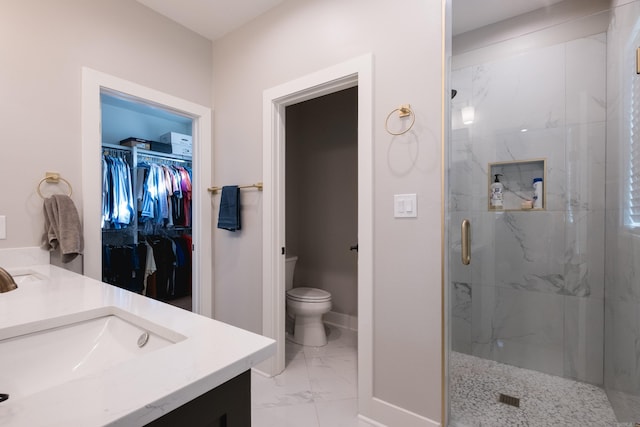 11325 Jamestown Dr, Little Rock, AR 72211 - full bath with marble finish floors, a marble finish shower, double vanity, and a walk in closet