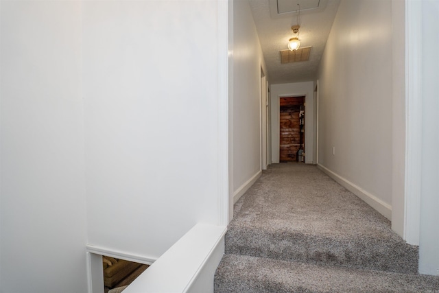 3209 Jack Mann Rd, Little Rock, AR 72210 - stairway featuring carpet and attic access