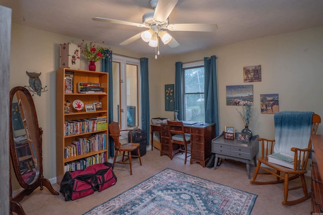 3209 Jack Mann Rd, Little Rock, AR 72210 - living area featuring carpet flooring and a ceiling fan
