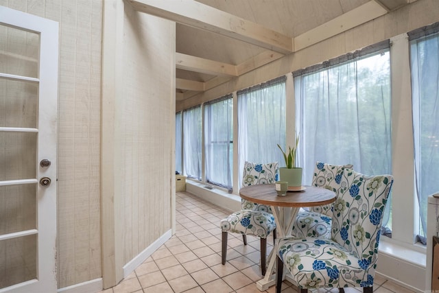 3209 Jack Mann Rd, Little Rock, AR 72210 - sunroom with tile patterned floors and beam ceiling